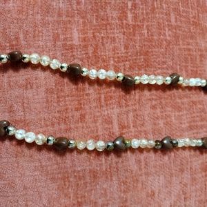 Brown cream hearts necklace
